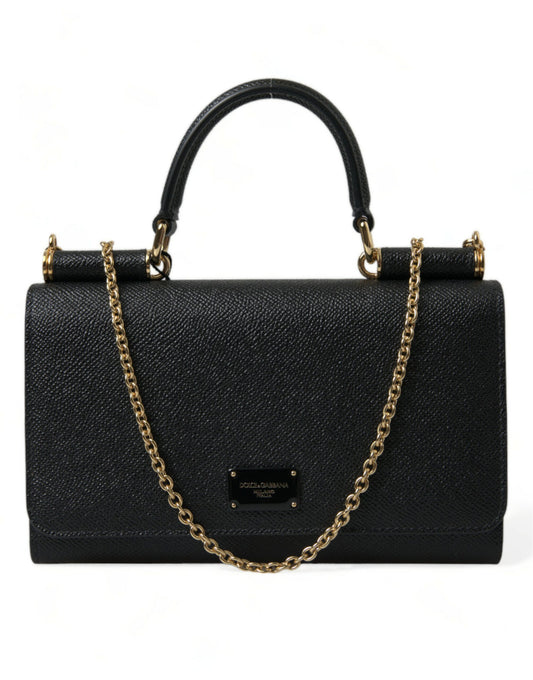 Dolce & Gabbana Black Leather MiniVon Crossbody Phone Shoulder Bag