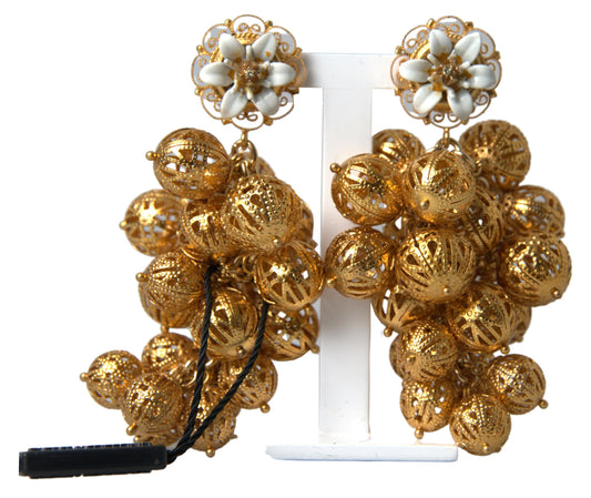 Dolce & Gabbana Elegant Gold Filigree Floral Clip-On Earrings