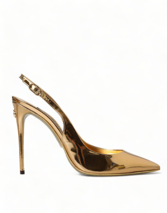 Dolce & Gabbana Gilded Luxe Leather Slingback Heels