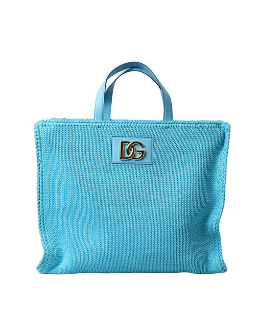 Dolce & Gabbana Elegant Turquoise Gold-Accent Tote Bag