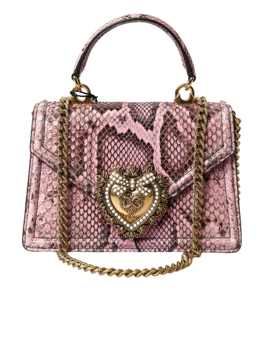 Dolce & Gabbana Pink Exotic Leather DEVOTION HEART Top Handle Shoulder Bag