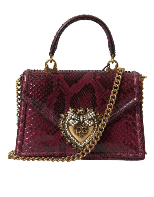 Dolce & Gabbana Bordeaux Exotic Leather DEVOTION HEART Top Handle Shoulder Bag