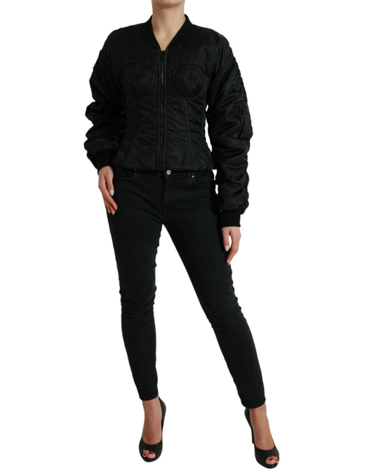 Dolce & Gabbana Elegant Black Nylon Blouson Jacket
