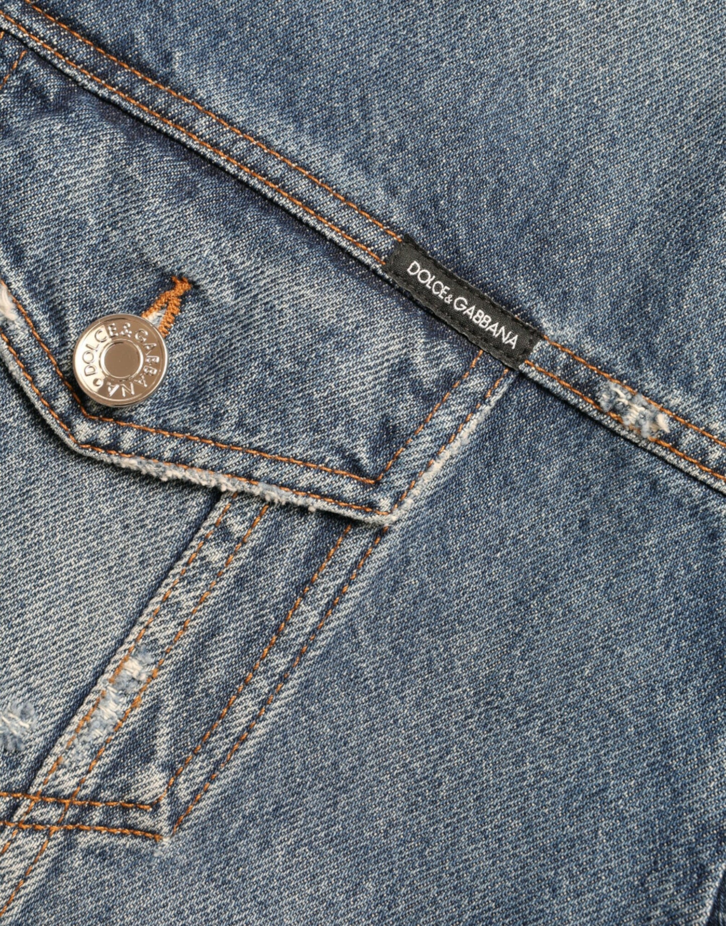 Dolce & Gabbana Blue Washed Cotton DENIM Jeans Coat Jacket