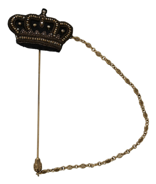 Dolce & Gabbana Regal Gold Tone Crown Brooch Pin