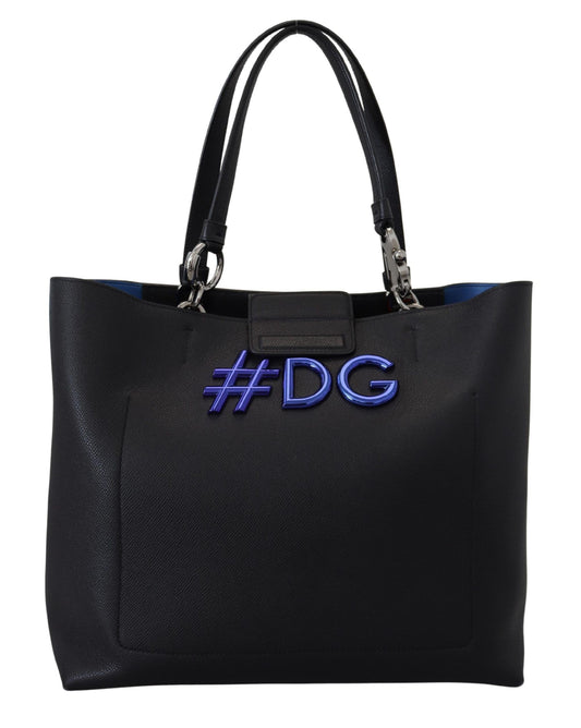 Dolce & Gabbana Elegant Black Leather Shopping Tote