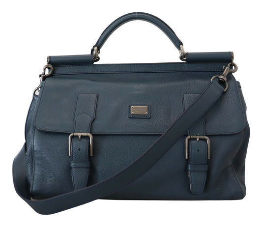 Dolce & Gabbana Elegant Blue Leather Work Bag