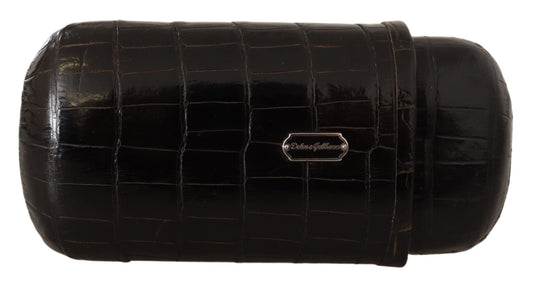 Dolce & Gabbana Elegant Dual Slot Crocodile Leather Cigar Case
