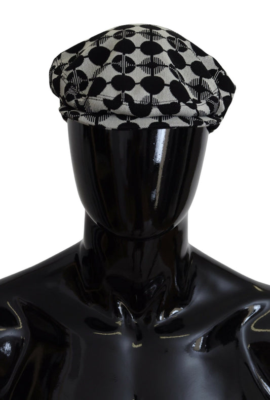 Dolce & Gabbana Elegant Black and White Newsboy Hat