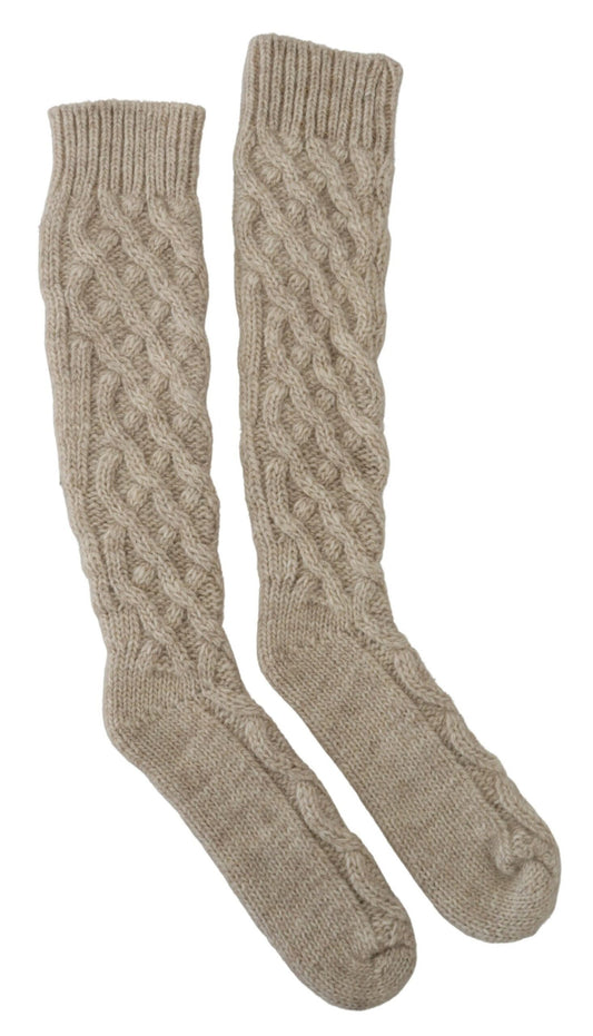Dolce & Gabbana Beige Wool-Alpaca Blend Knit Socks