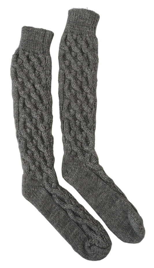 Dolce & Gabbana Chic Grey Wool Blend Calf Socks