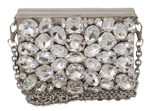 Dolce & Gabbana Elegant Silver Crystal Crossbody Bag