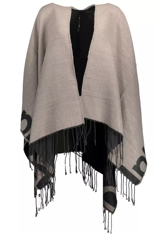 Desigual Chic Contrasting Poncho with Logo Detail