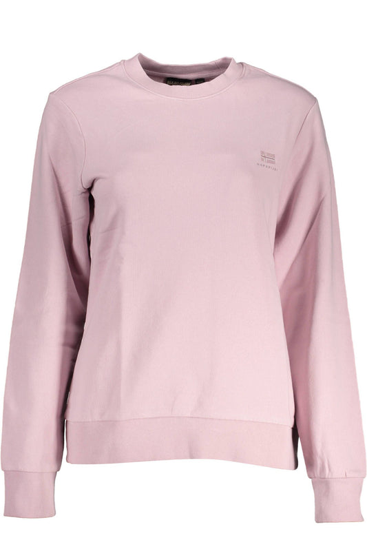 Napapijri Pink Cotton Crew Neck Embroidered Sweatshirt