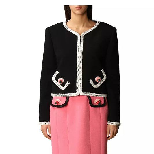 Moschino Couture Elegant Embroidered Wool Jacket with Appliqué