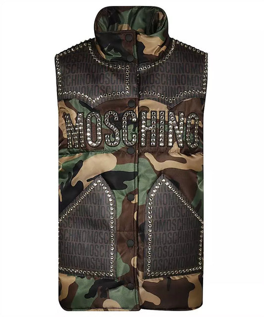 Moschino Couture Army Chic Rhinestone Embellished Vest