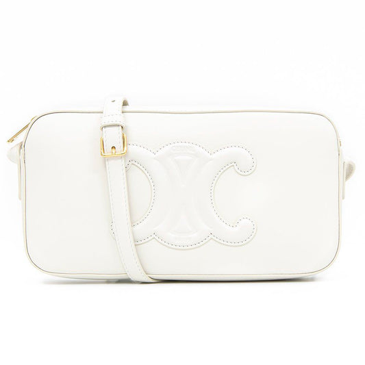 Celine Elegant White Calfskin Leather Shoulder Bag