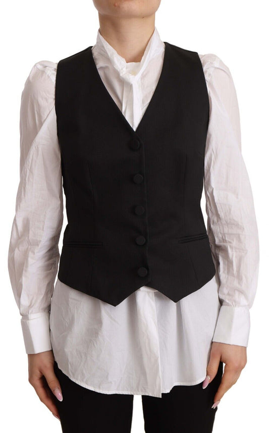 Dolce & Gabbana Elegant Silk Blend Black Vest Top