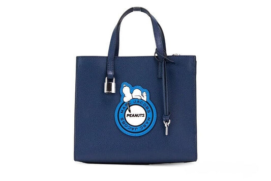 Marc Jacobs Peanuts grind Small Blue Leather Snoopy Patch Tote Crossbody Bag