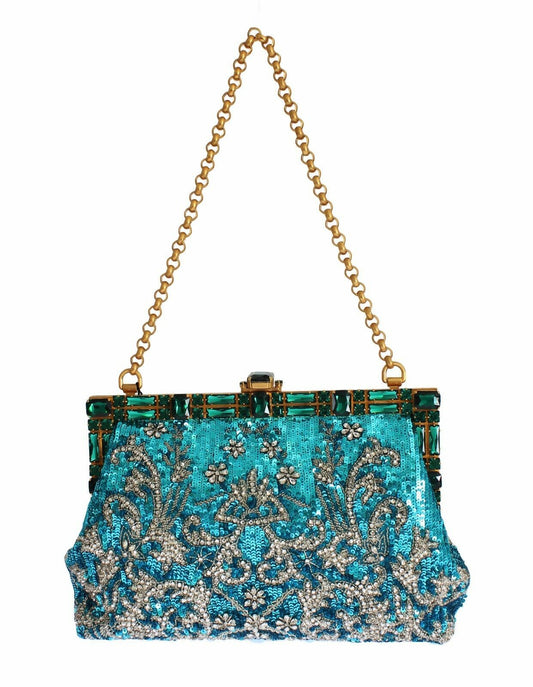 Dolce & Gabbana Enchanting Sequined Blue Evening Clutch