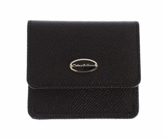 Dolce & Gabbana Sleek Black Leather Condom Case Wallet